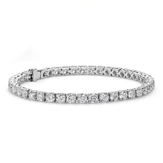 Livia 18k White Gold -Plated Tennis Bracelet with Cubic Zirconia Crystals - 7.5" Sparkling Stone Wrist Wrap