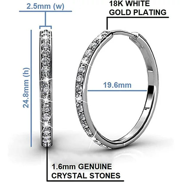 Bianca 18k White Gold Hoop Female Earrings with Swarovski Crystals