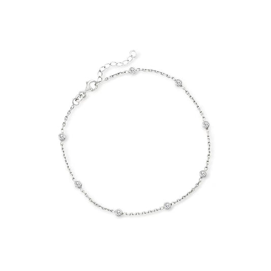 .80 ct. t.w. CZ Station Anklet in Sterling Silver. 9" - Luxury accessories