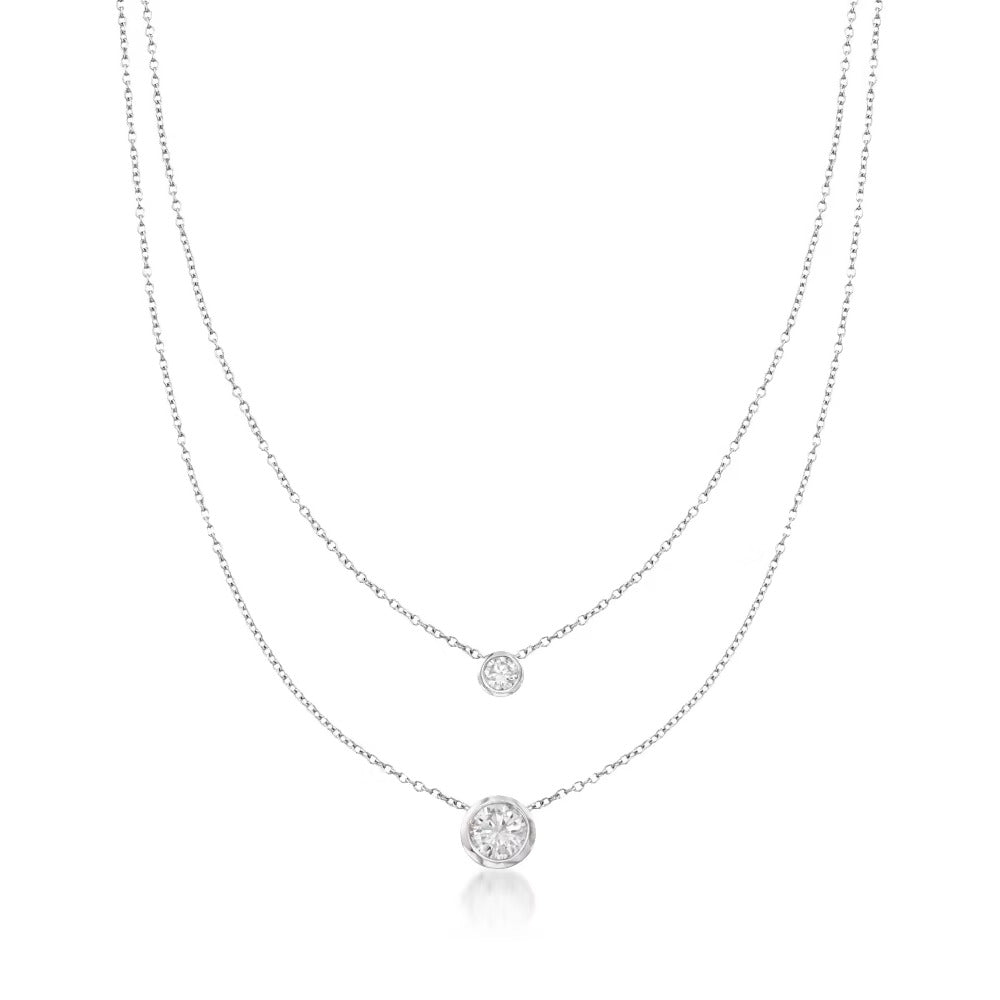 1.45 ct. t.w. Bezel-Set CZ Layered Necklace in Sterling Silver. 16 - Luxury jewelry