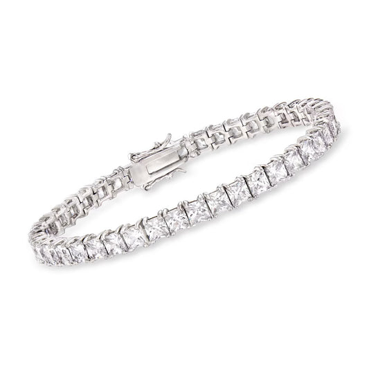 16.00 ct. t.w. Princess-Cut CZ Tennis Bracelet in Sterling Silver - Luxury jewelry