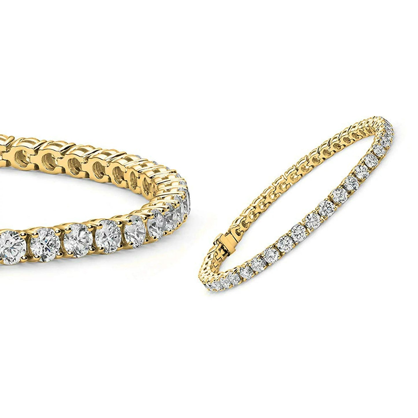 Livia 18k Yellow Gold Tennis Bracelet with Cubic Zirconia Crystals - 7.5" Sparkling Stone Wrist Wrap