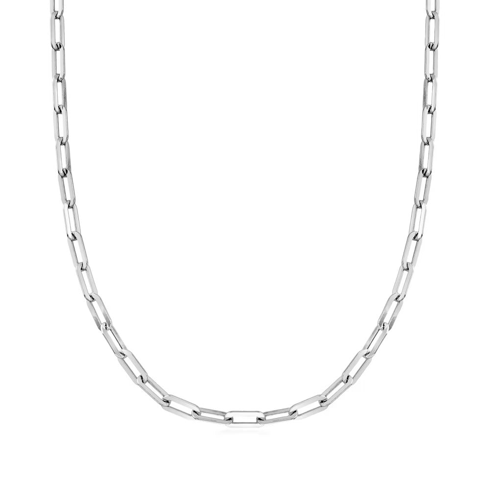 Italian Sterling Silver Paper Clip Link Necklace
