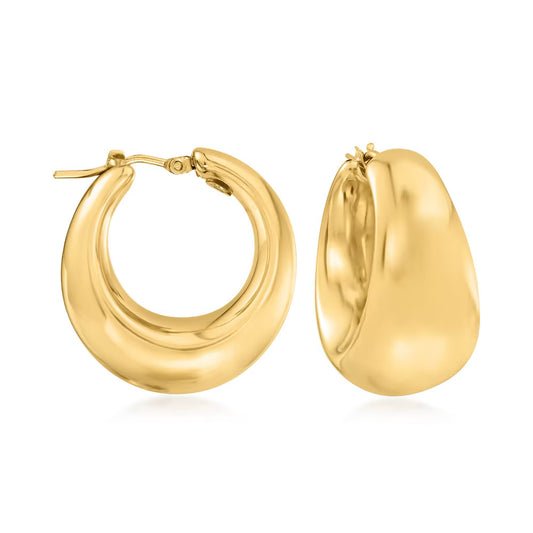 Italian 18kt Gold Over Sterling Hoop Earrings. 1"