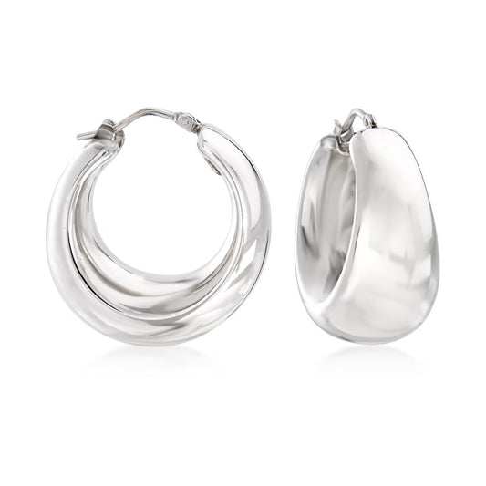 Italian Sterling Silver Graduated Hoop Earrings. 1 18