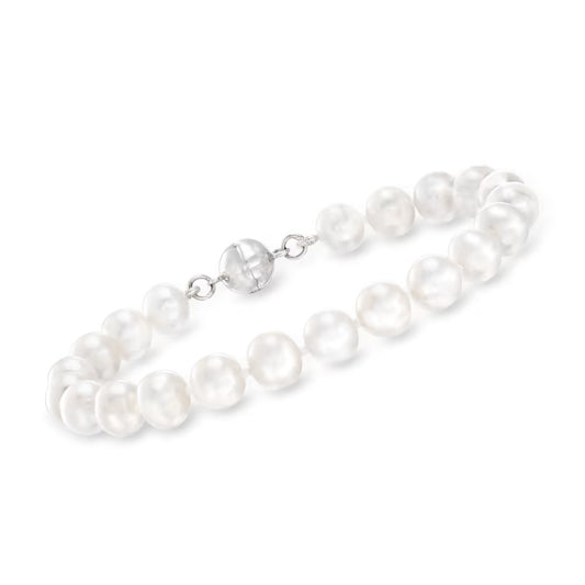 7-8mm Cultured Pearl Bracelet with Sterling Silver Magnetic Clasp