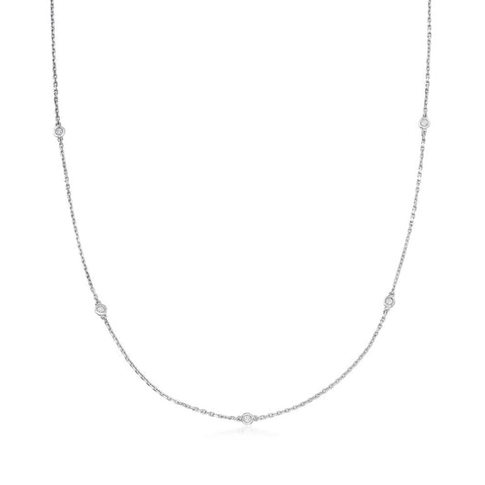 .25 ct. t.w. Bezel-Set Diamond Station Necklace in Sterling Silver - Silver necklace