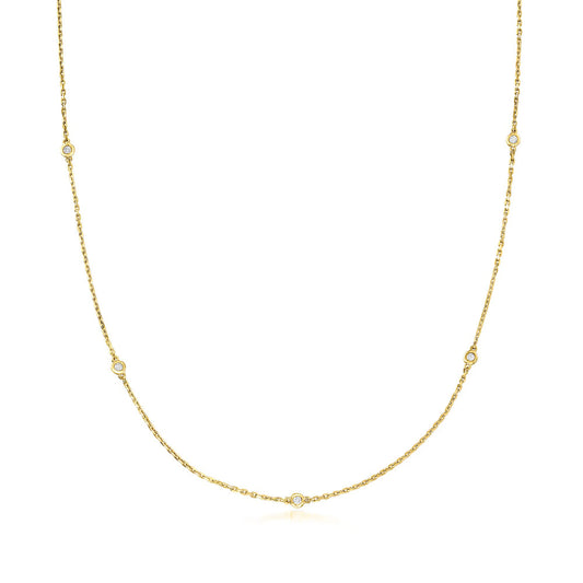 .25 ct. t.w. Bezel-Set Diamond Station Necklace in 18kt Gold Over Sterling - Gold necklace