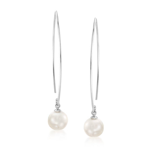 8-8.5mm Cultured Pearl Drop Earrings in Sterling Silver
