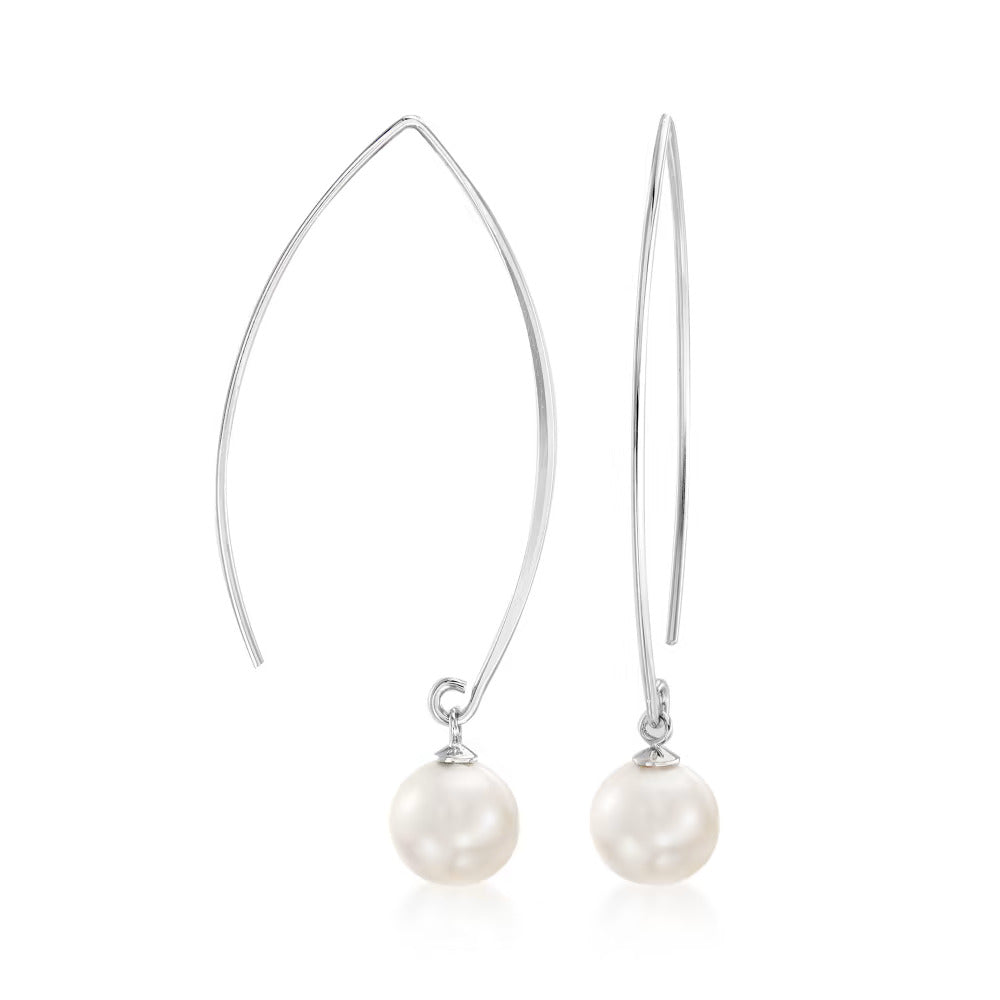 8-8.5mm Cultured Pearl Drop Earrings in Sterling Silver