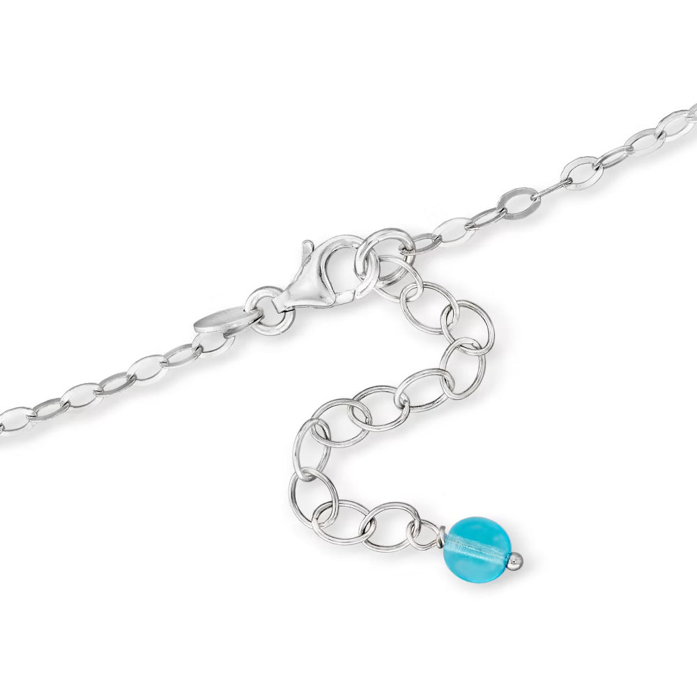Italian Multicolored Murano Glass Bead Necklace in Sterling Silver. 18"