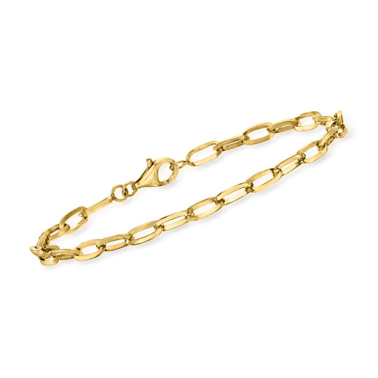 18kt Gold Over Solid Sterling Paper Clip Link Bracelet - Gold bracelet