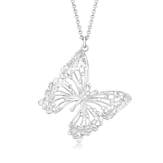 Italian Sterling Silver Butterfly Necklace. 18"