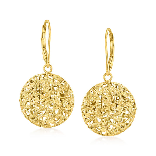 Italian 18kt Gold Over Sterling Florentine Lace Drop Earrings
