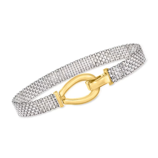 Two-Tone Sterling Silver Bismark-Link Bracelet