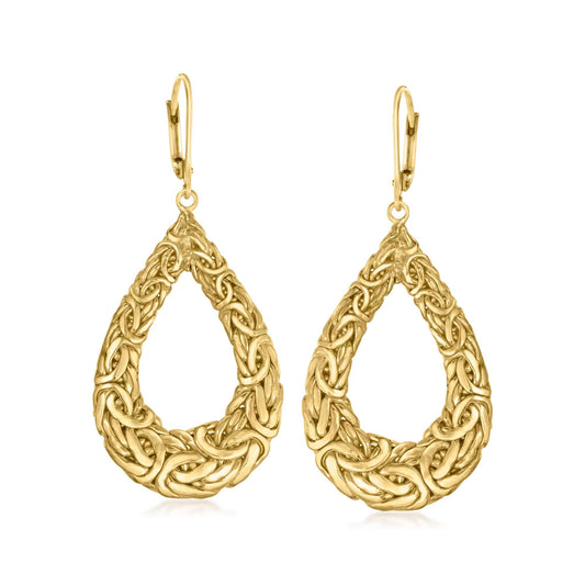 Open-Space Teardrop Byzantine Earrings in 18kt Gold Over Sterling