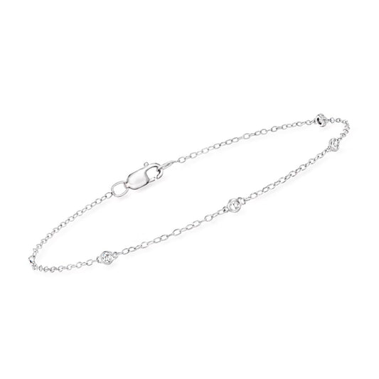 .10 ct. t.w. Bezel-Set Diamond Bracelet in Sterling Silver - Fine jewelry