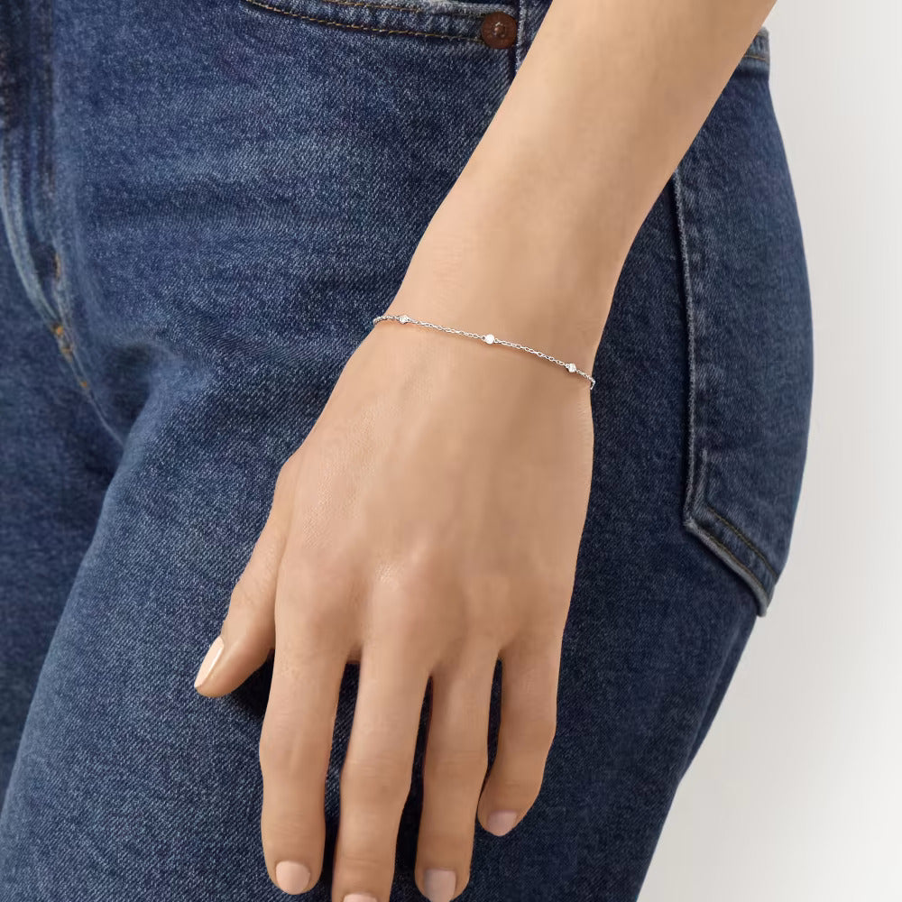 .10 ct. t.w. Bezel-Set Diamond Bracelet in Sterling Silver - Fine jewelry