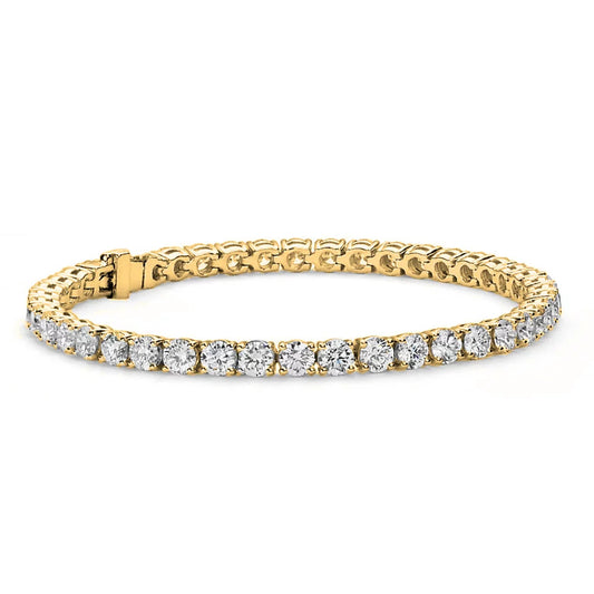 Livia 18k Yellow Gold Tennis Bracelet with Cubic Zirconia Crystals - 7.5" Sparkling Stone Wrist Wrap